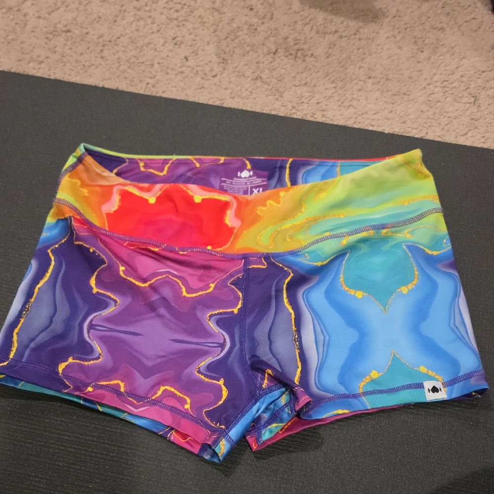 Colorful Marble Print Yoga/Workout Shorts